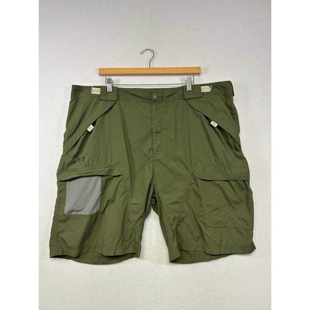 Tactical Gorpcore Under Armour Mens XXL Olive Green Ripstop Cargo Shorts